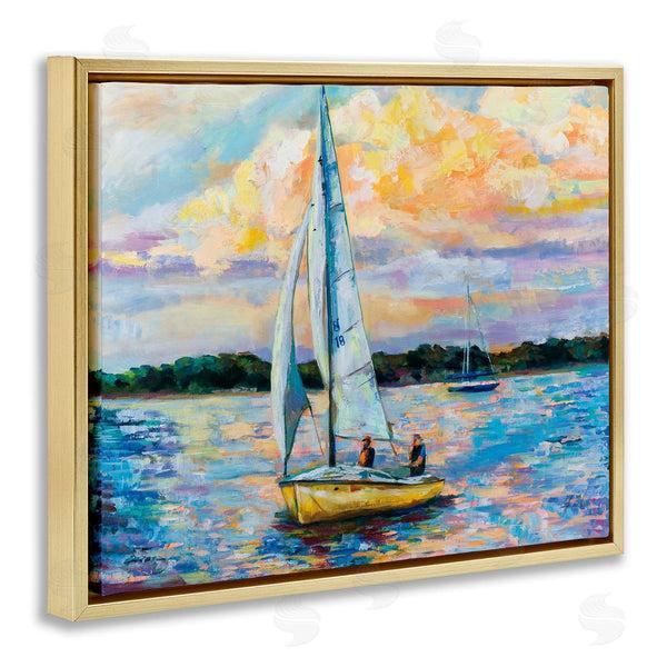 Stupell Industries Jeanette Vertentes | Vivid Nautical Sailboat Landscape