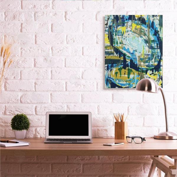 Stupell Industries Jeff Iorillo | Surreal Abstract Shapes Blue Green Brush Strokes Wall Art