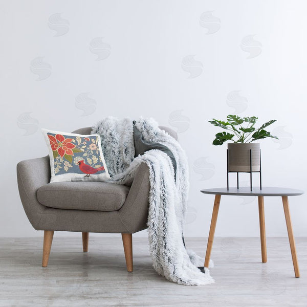 Stupell Industries Jennifer Brinley | Winter Cardinal & Flowers Printed Throw Pillow