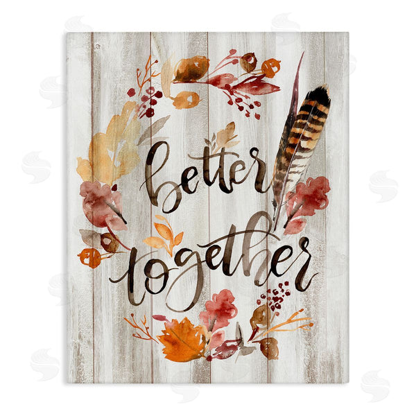 stupell industries Jennifer Paxton Parker | Better Together Rustic Boho Calligraphy Feather Plants Wall Art