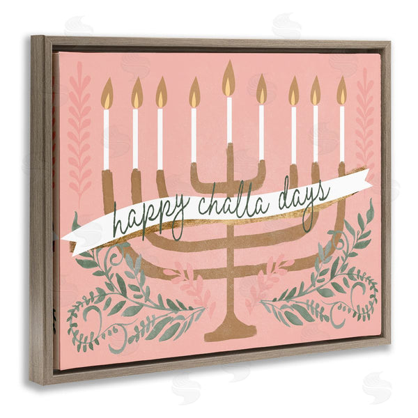 Stupell Industries Jennifer Paxton Parker | Happy Challa Days Charming Menorah Festive Botanicals Wall Art