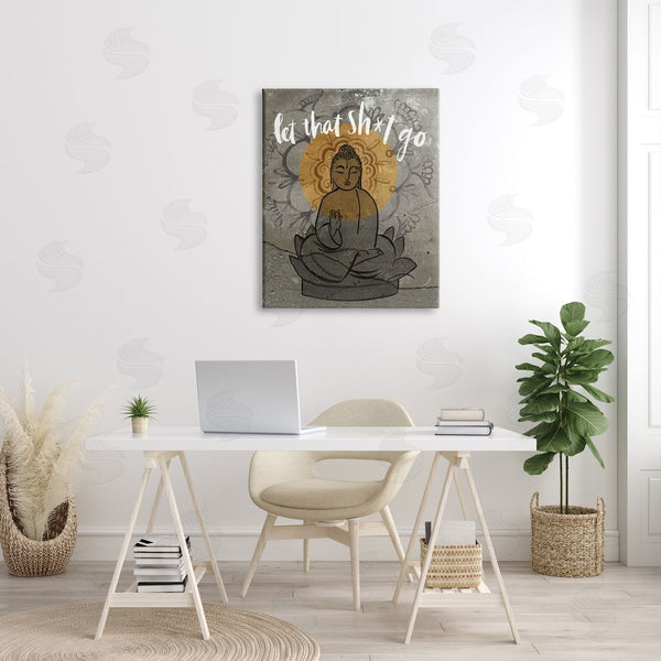 Stupell Industries Jennifer Paxton Parker | Let That Go Relaxation Phrase Floral Pattern Buddha Wall Art