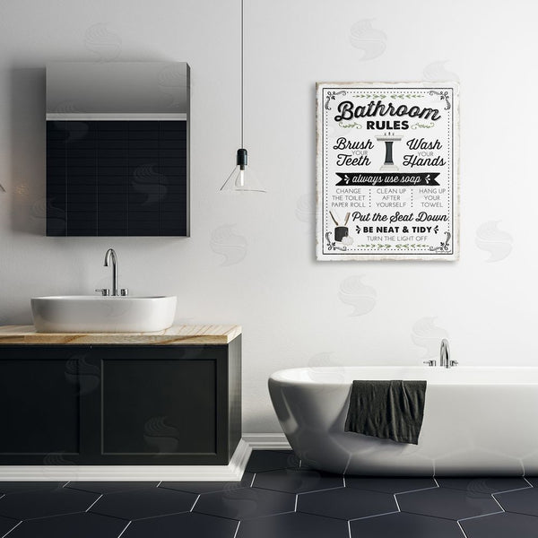 Stupell Industries Jennifer Pugh | Bathroom Rules Vintage List Wall Art