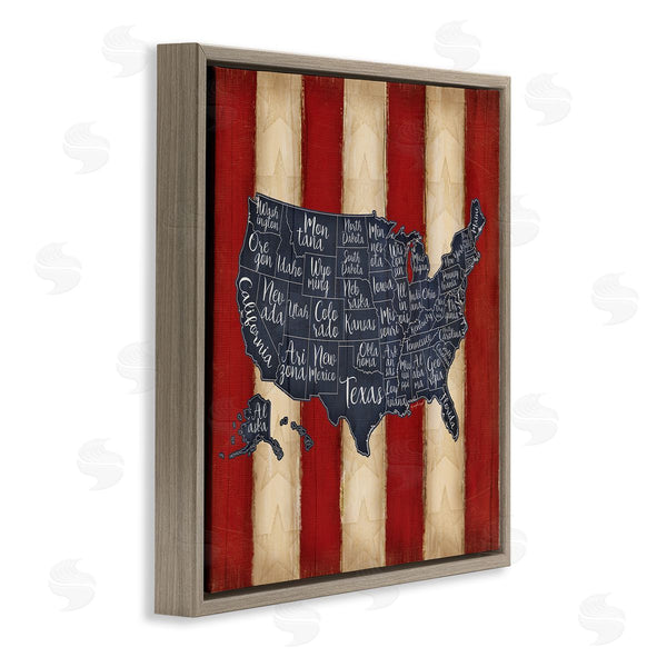 Stupell Industries Jennifer Pugh | United States Map On Stripes