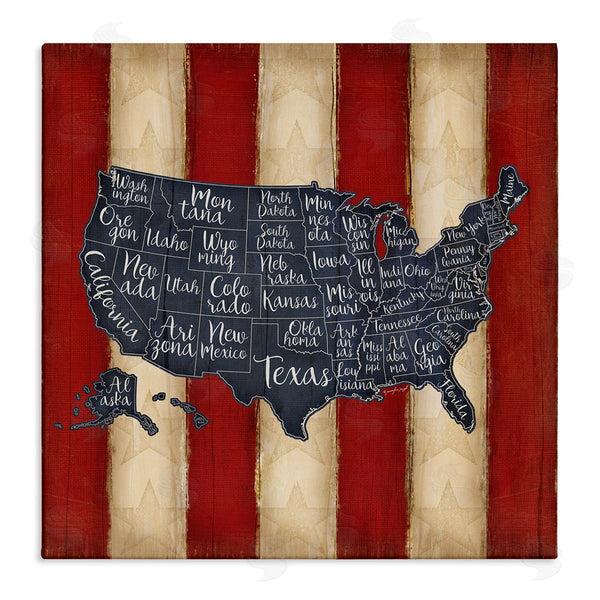 stupell industries Jennifer Pugh | United States Map on Stripes