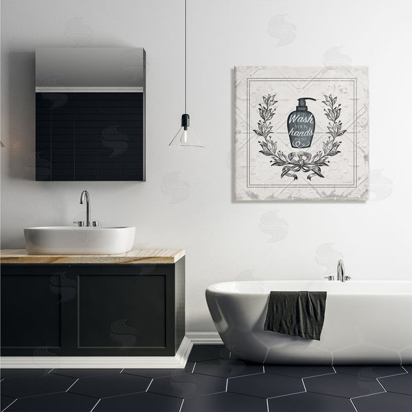 Stupell Industries Jennifer Pugh | Wash Your Hands Please Phrase Parisian Soap Bathroom Wall Art