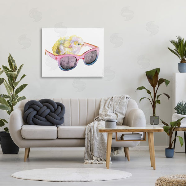 Stupell Industries Jennifer Redstreake | Paris Chick Glam Pink Sunglasses Fashion Animal Wall Art