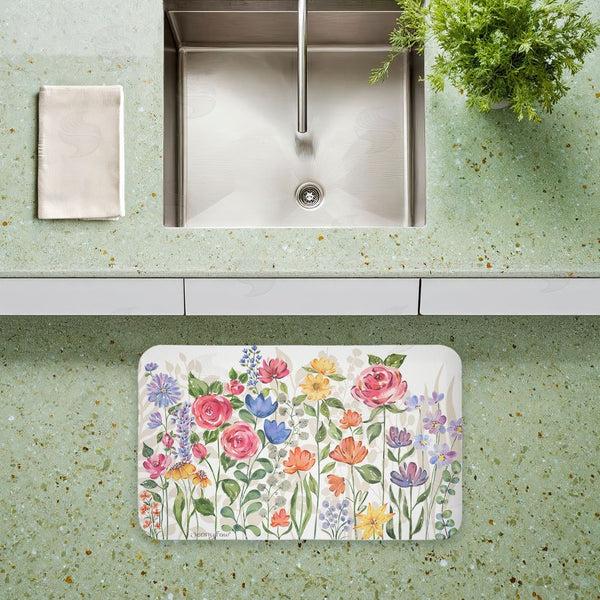 Stupell Industries Jenny Faw | Springtime Wildflower Blossoms Anti-Fatigue Mat
