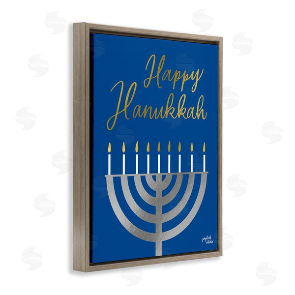 Stupell Industries Jess Baskin | Happy Hanukkah Calligraphy Radiant Lit Candles Menorah Wall Art