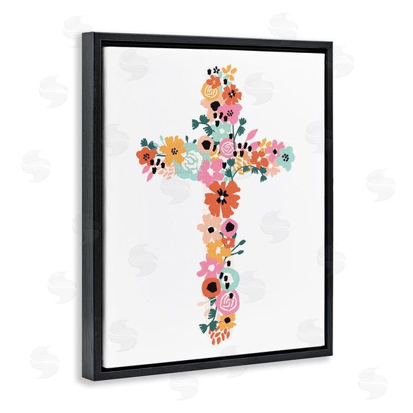 Stupell Industries Jess Bruggink | Bold Flowers Cross Symbol Floral Arrangement Design Wall Art