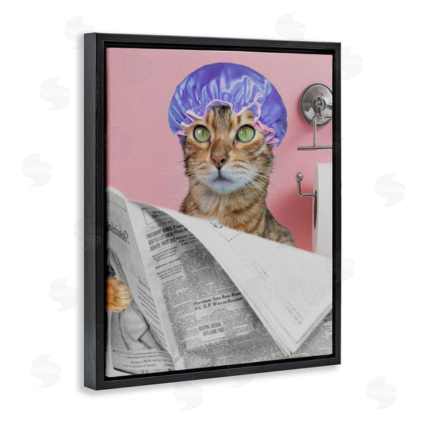 Stupell Industries Jesse Keith | Showercap Cat Bathroom Humor