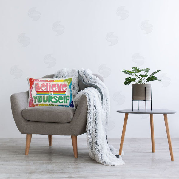Stupell Industries Jilly Jack Designs | Believe In Yourself Rainbow Printed Throw Pillow