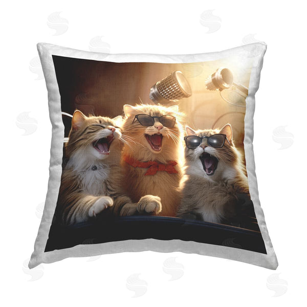 stupell industries Jim Baldwin | Cats Singing in Studio Printed Throw Pillow