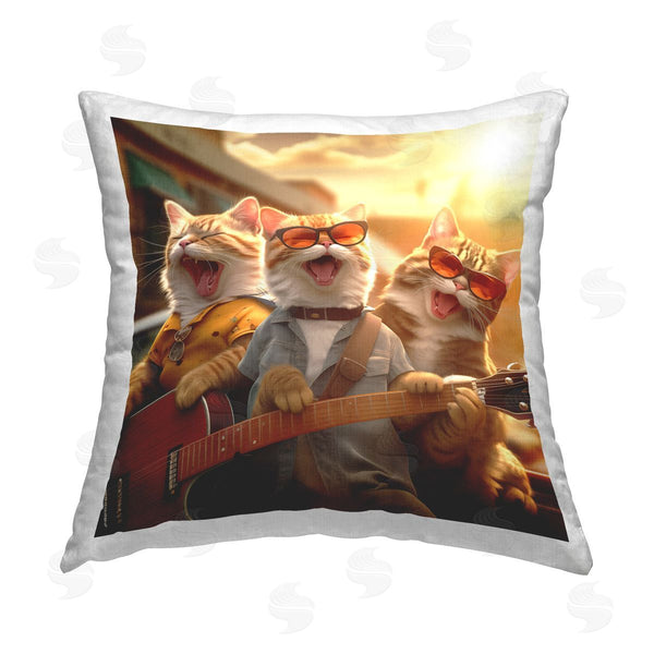 stupell industries Jim Baldwin | Cats Singing with Guitar Printed Throw Pillow