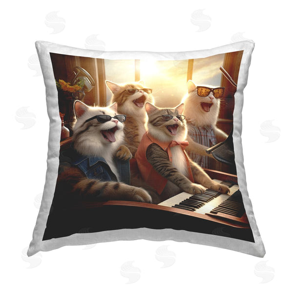 stupell industries Jim Baldwin | Cats Singing with Piano Printed Throw Pillow