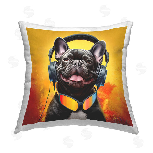 stupell industries Jim Baldwin | Dog & Headphones Portrait Printed Throw Pillow