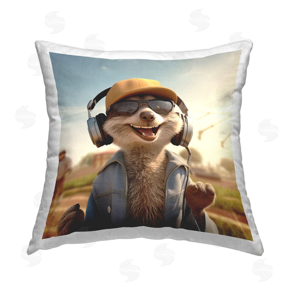 stupell industries Jim Baldwin | Fox Jamming with Headphones Printed Throw Pillow