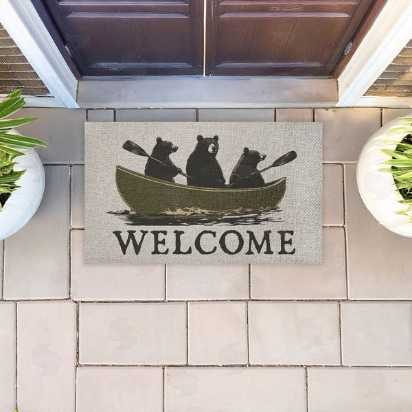 Stupell Industries Jim Baldwin | Welcome Rowing Bears Faux Sisal Door Mat