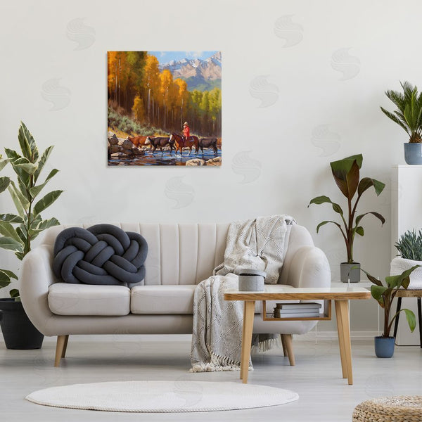 Stupell Industries Jimmy Dyer | Herding Cattle Through Stream Wall Art