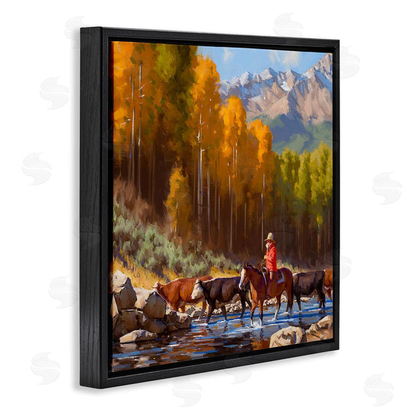 Stupell Industries Jimmy Dyer | Herding Cattle Through Stream Wall Art