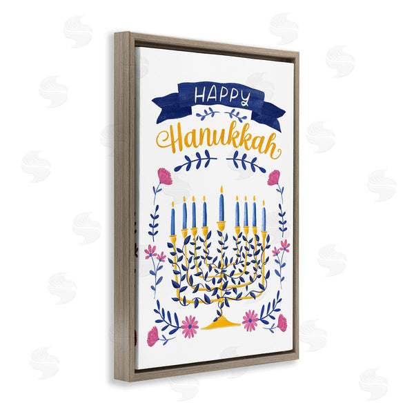 Stupell Industries JJ Design House LLC | Floral Menorah Happy Hanukkah