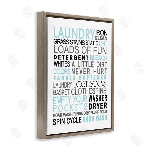 Stupell Industries Jo Moulton | Laundry Terms Listed Bold Blue Grey Typography Wall Art