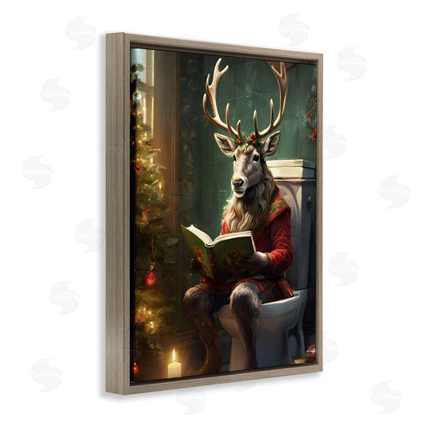 Stupell Industries Jo Moulton | Reindeer In Festive Bathroom