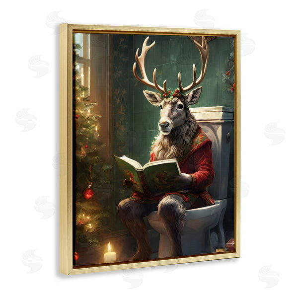 Stupell Industries Jo Moulton | Reindeer In Festive Bathroom