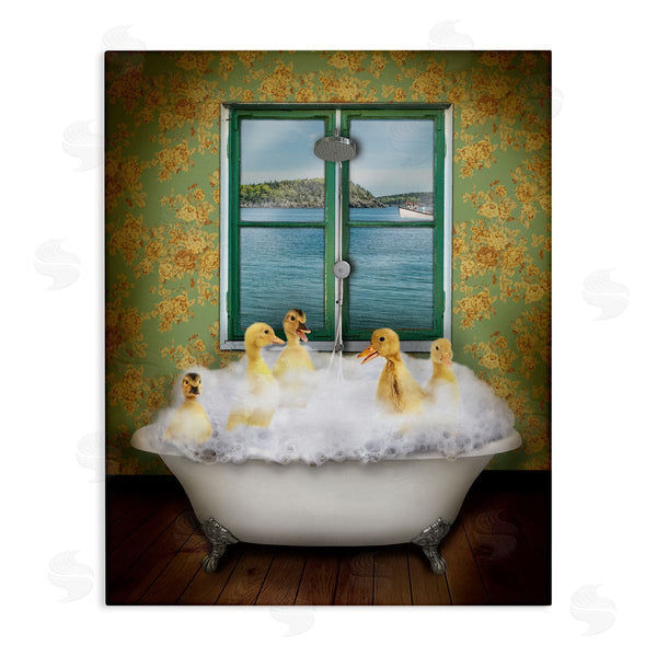 stupell industries John Hovenstine | Ducks Bathing Tub Ocean View Wall Art