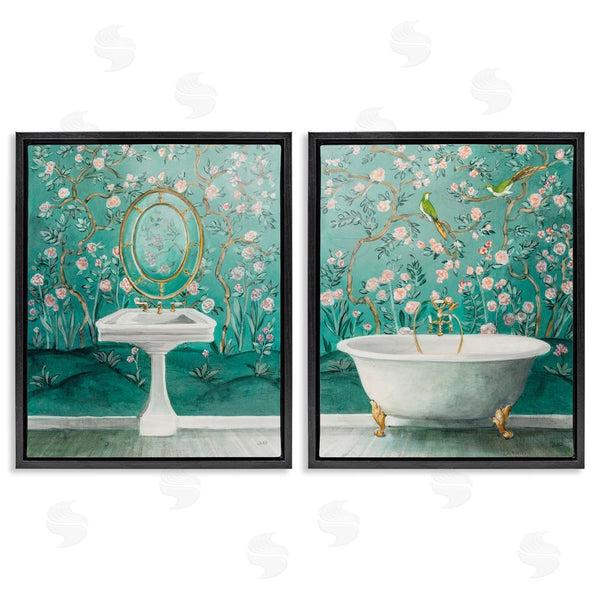 Stupell Industries Julia Purinton | Floral Patterned Bathroom Wall Art