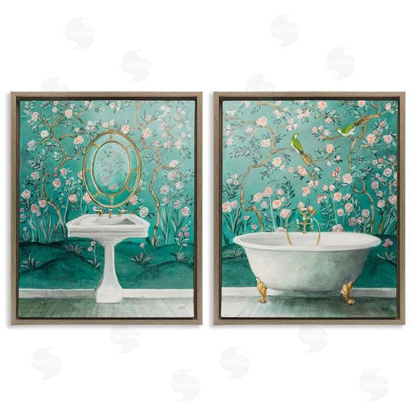 Stupell Industries Julia Purinton | Floral Patterned Bathroom Wall Art