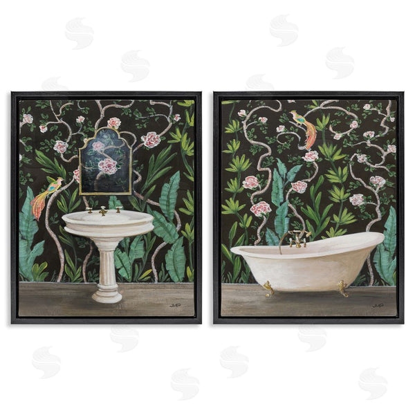 Stupell Industries Julia Purinton | Tropical Patterned Bathroom Wall Art