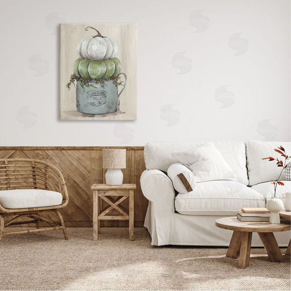 Stupell Industries Julie Norkus | Green White Harvest Pumpkins Country Jar Planter Wall Art