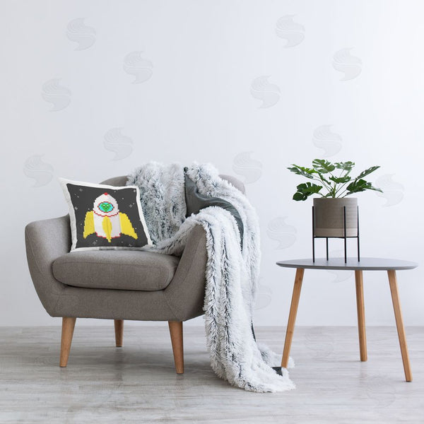 Stupell Industries June Erica Vess | Pixel Alien In Space Printed Throw Pillow