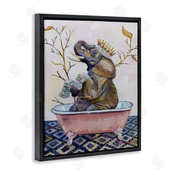 Stupell Industries Karen Weber Fine Art | Regal Elephant With Pink Bath Tub