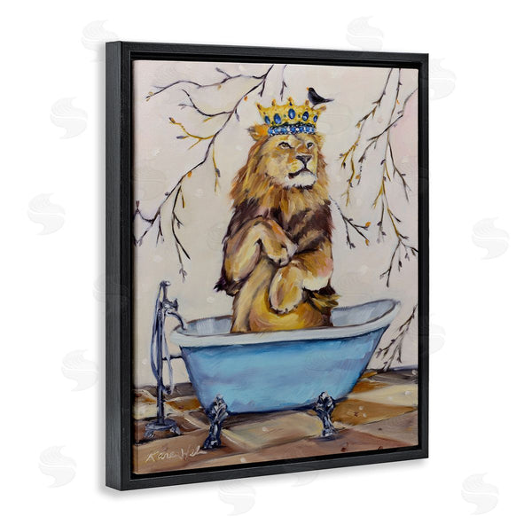 Stupell Industries Karen Weber Fine Art | Regal Lion In Blue Claw Bath