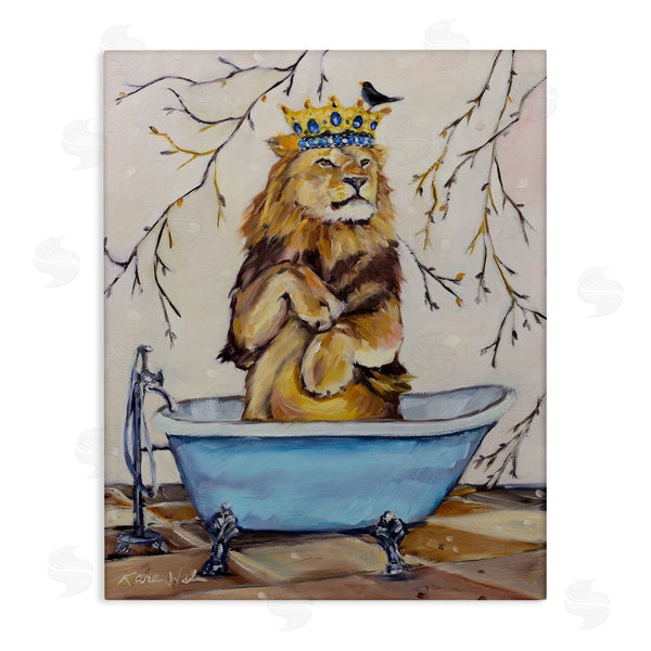 stupell industries Karen Weber Fine Art | Regal Lion in Blue Claw Bath