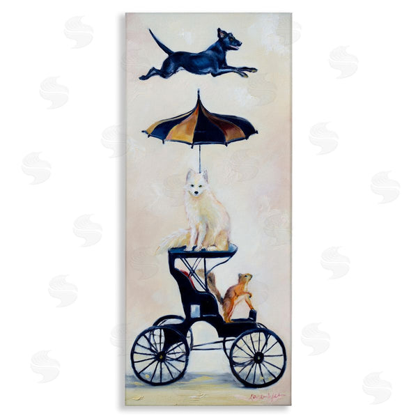 stupell industries Karen Weber Fine Art | Vintage Animal Carriage Dogs and Squirrel