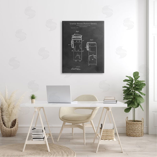Stupell Industries Karl Hronek | Black Toilet Paper Bathroom Diagram Outline Blueprint Wall Art