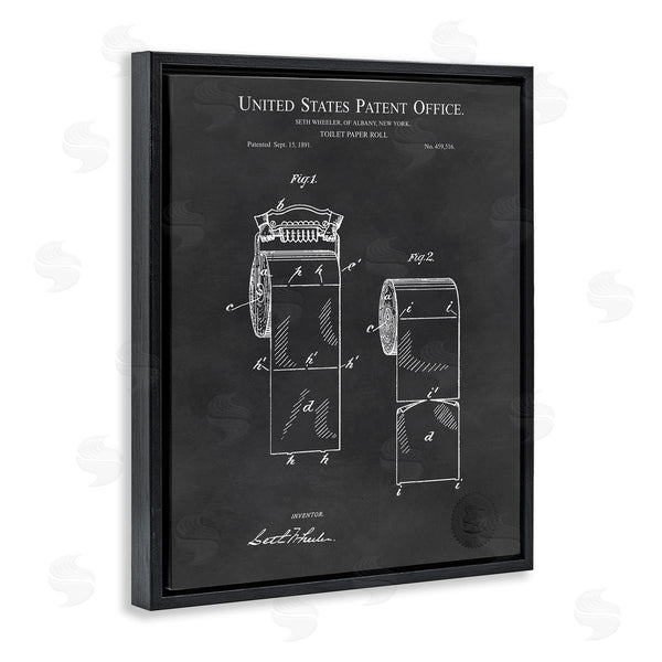Stupell Industries Karl Hronek | Black Toilet Paper Bathroom Diagram Outline Blueprint Wall Art