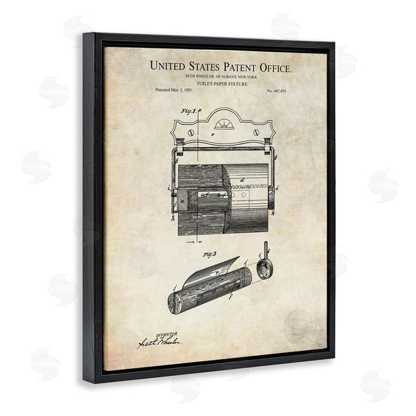 Stupell Industries Karl Hronek | Vintage Toilet Paper Fixture Detailed Technical Diagram Text Wall Art
