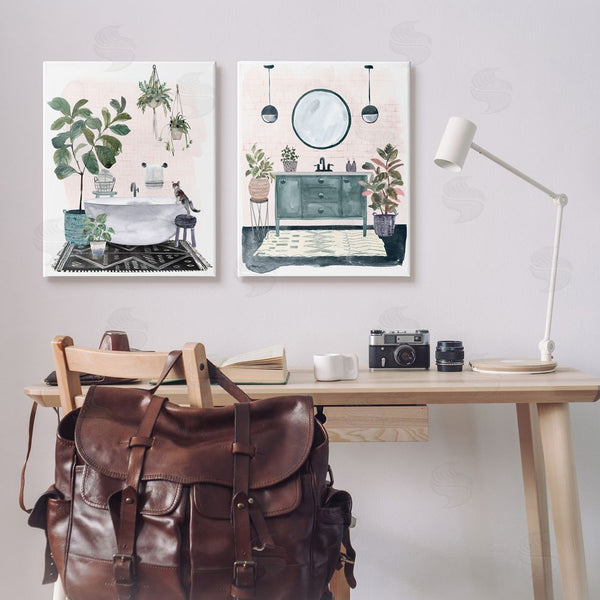 Stupell Industries Karyn Panganiban | Pink Pop Modern Bathroom Interior Wall Art