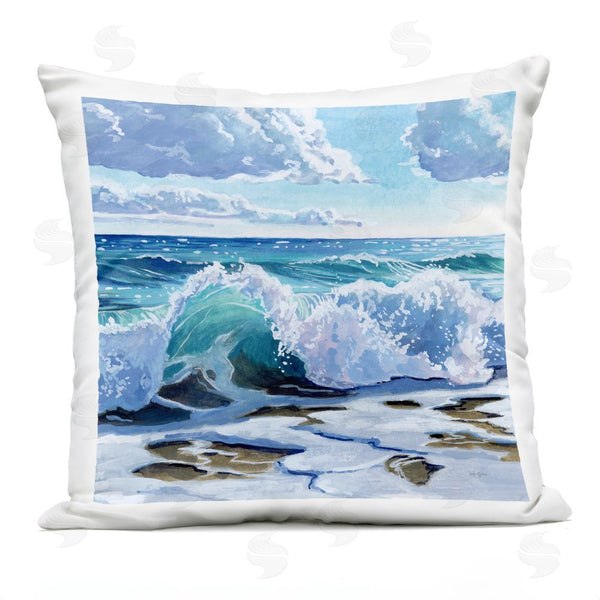 Stupell Industries Kate Jarvik Birch | Curling Aqua Wave On Shore Throw Pillow