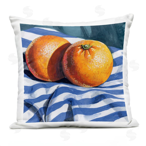 Stupell Industries Kate Jarvik Birch | Oranges On Striped Cloth Throw Pillow