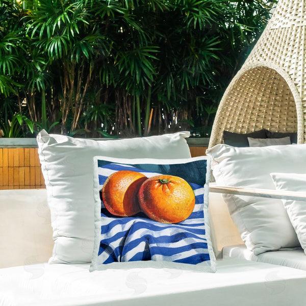 Stupell Industries Kate Jarvik Birch | Oranges On Striped Cloth Throw Pillow