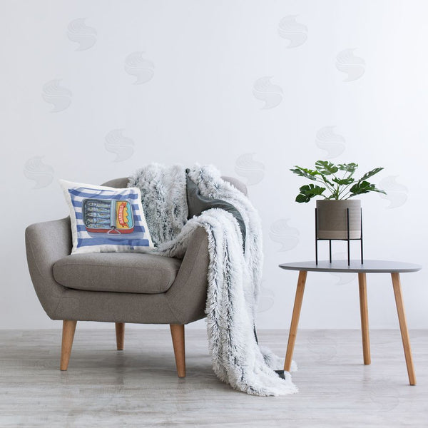 Stupell Industries Kate Jarvik Birch | Sardines On Striped Cloth Throw Pillow