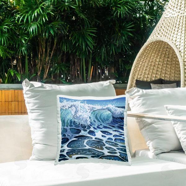 Stupell Industries Kate Jarvik Birch | Strong Crashing Waves On Beach Throw Pillow