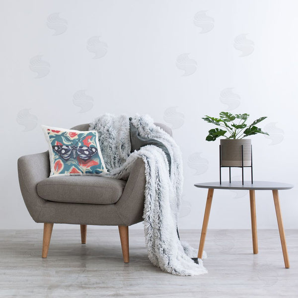 Stupell Industries Kate Jarvik Birch | Symmetrical Moth On Beautiful Flowers Throw Pillow