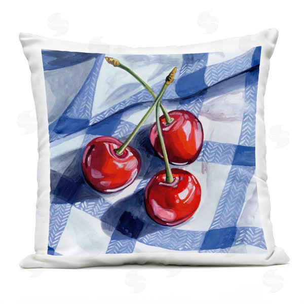 Stupell Industries Kate Jarvik Birch | Three Picnic Cherries On Gingham Throw Pillow