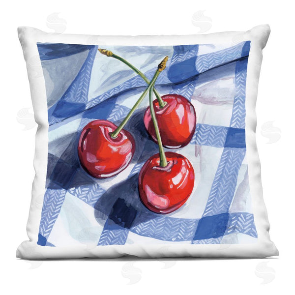 stupell industries Kate Jarvik Birch | Three Picnic Cherries on Gingham Throw Pillow